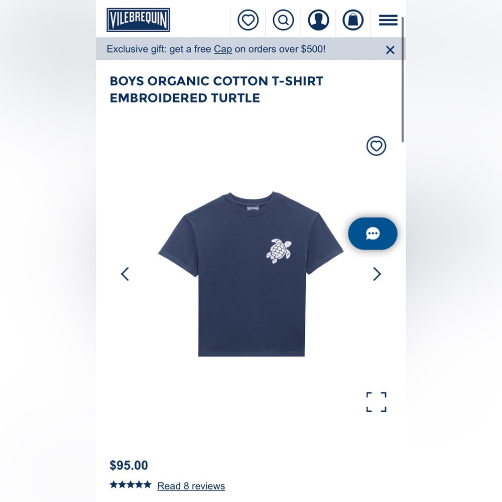 Vilebrequin Kids Tee in Navy with Turtle Embroidery